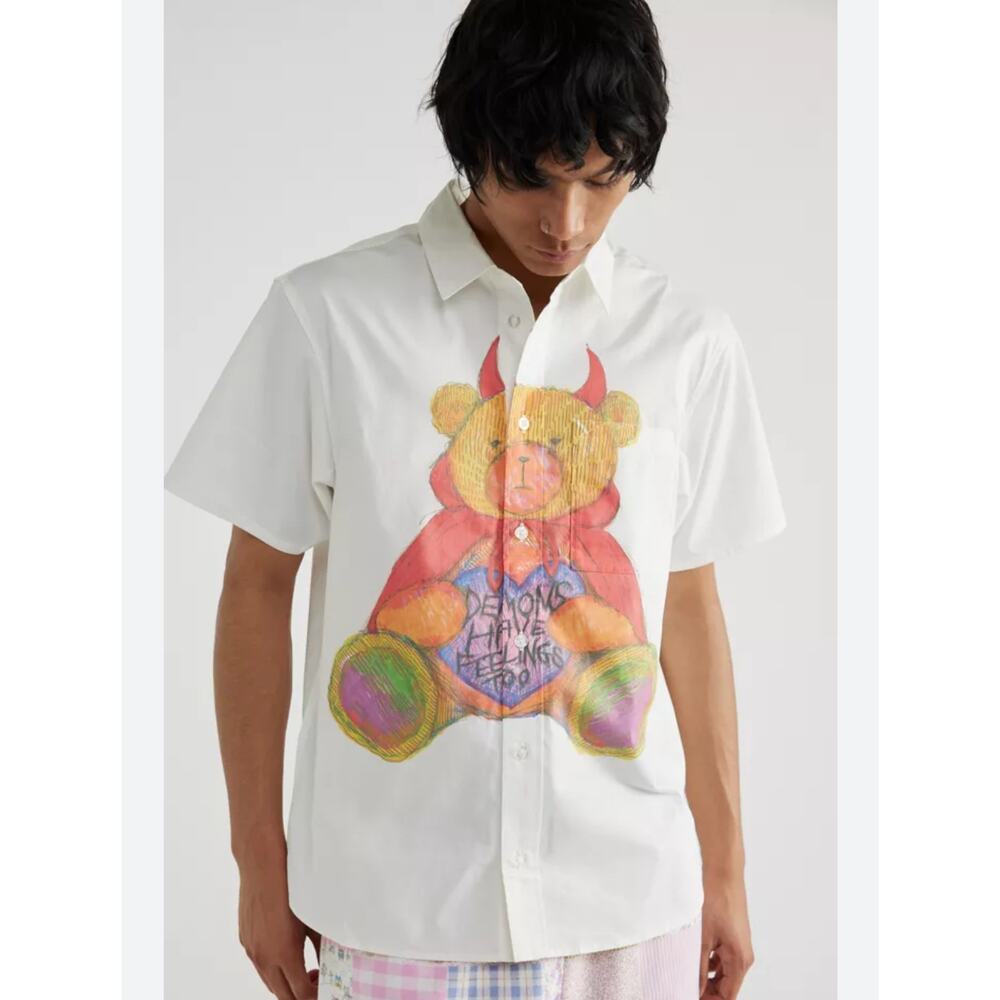 Teddy Fresh Demons Have Feelings Short Sleeve button-up Shirt M artsy Streetwear